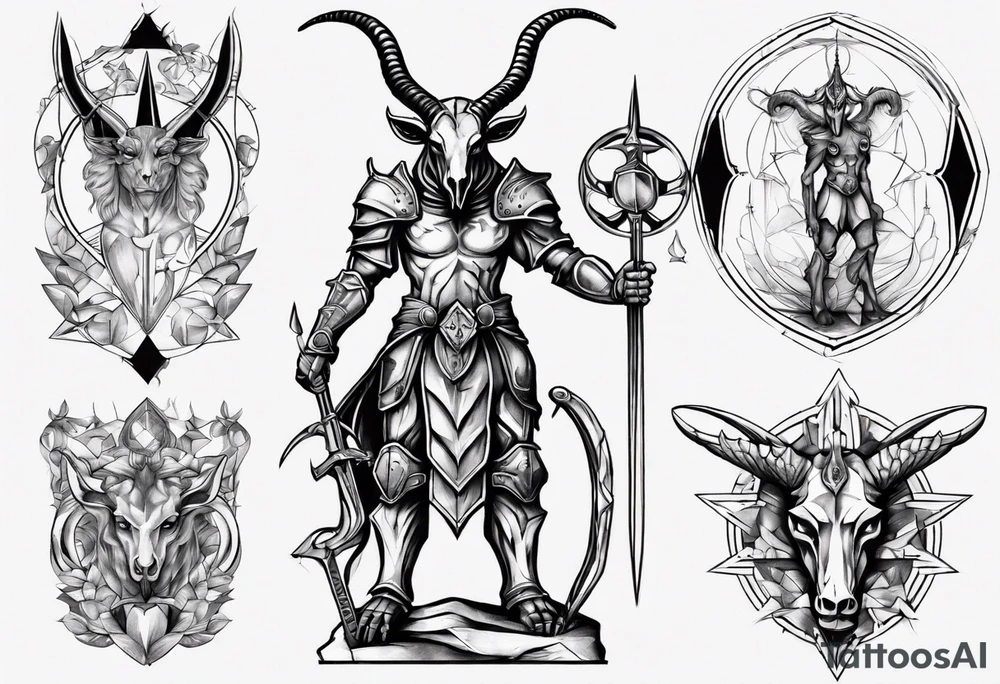 Baphomet standing full body knight tattoo idea