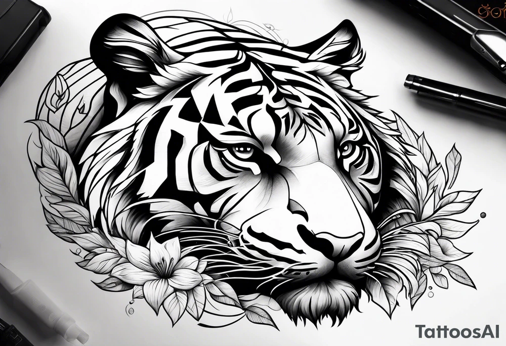 tiger sleeping tattoo idea