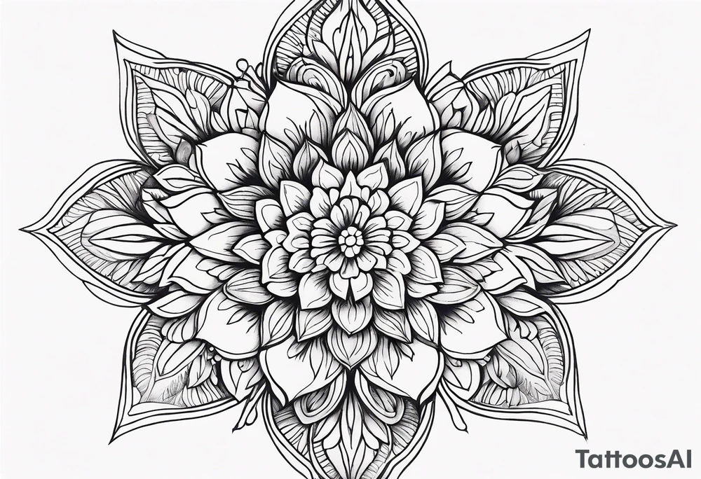Mandala, botanical, flowers, negative space tattoo idea