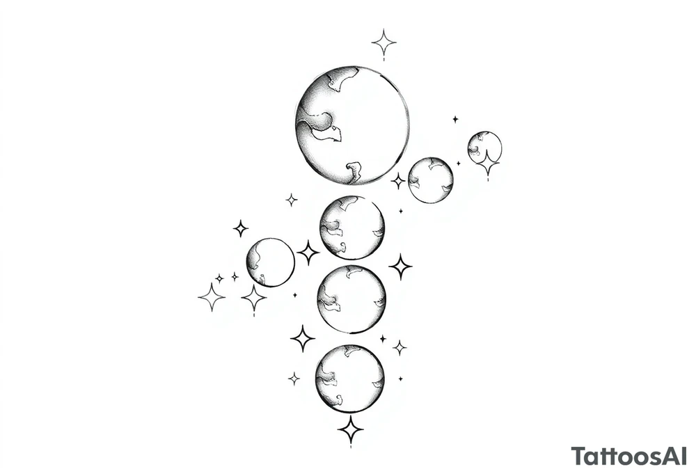 things to add on to a spine tattoo with moon and stars very dainty 3 moons and more details please tattoo idea