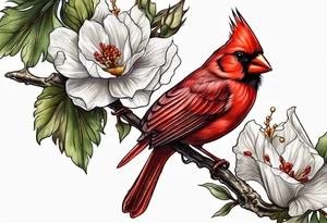 Cardinal bird with cross tattoo idea