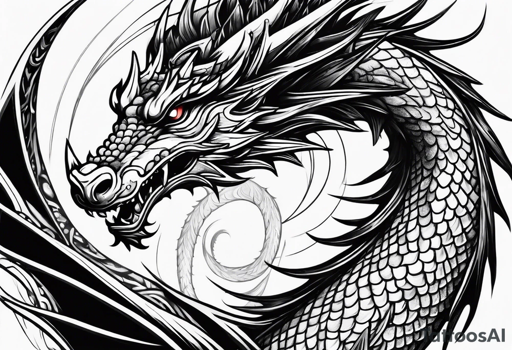 Old school dragon going up tattoo idea
