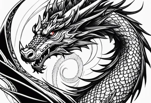 Old school dragon going up tattoo idea