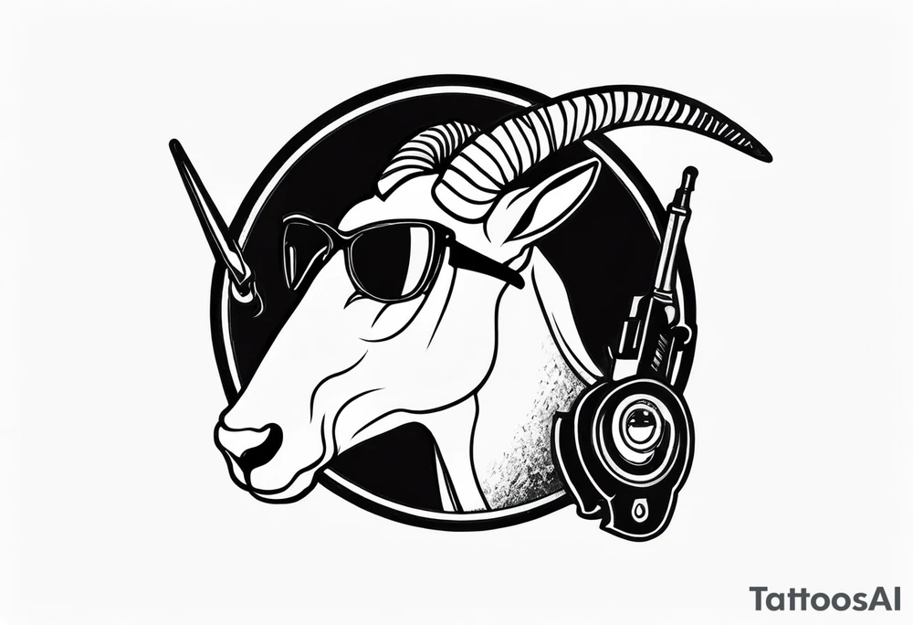 capricorn with sunglasses and a gun tattoo idea