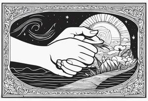 Old Hand reaching out to young hands tattoo idea