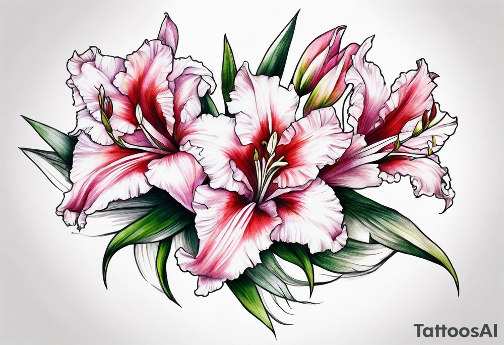 Gladiolus floral tattoo idea