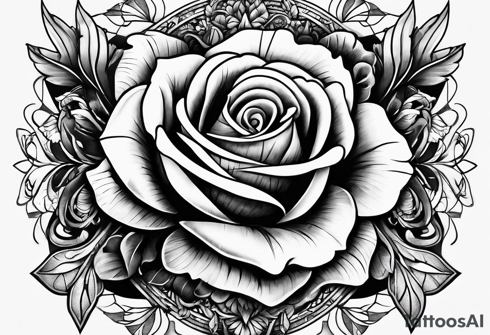 five arrows and a single rose tattoo idea