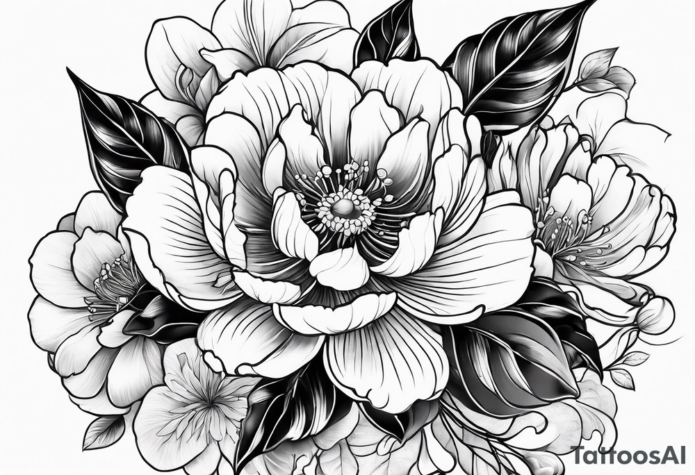 all traditional Japanese flowers tattoo idea