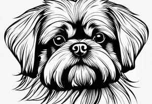 A mixed breed Pekingese and Shih-Tzu dog. Just the outline of his face. One line of drawing. tattoo idea