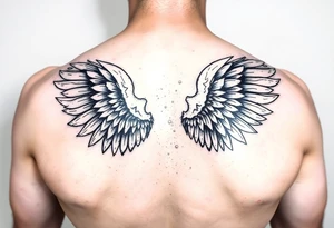 big and realistic angel wings tattoo idea