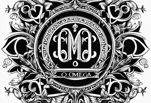 Greek Capital Letter Omega symbol black mmetal style tattoo idea
