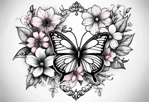 Generate a feminine tattoo: 
flowers and butterflies.
Generate in small feminine font: Ruby tattoo idea