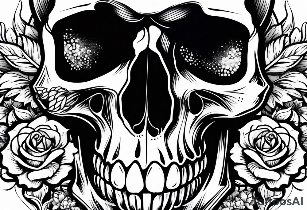 skull and roses tattoo idea
