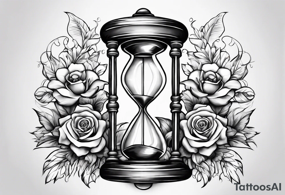 Flowers around hourglass tattoo idea