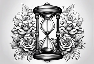 Flowers around hourglass tattoo idea
