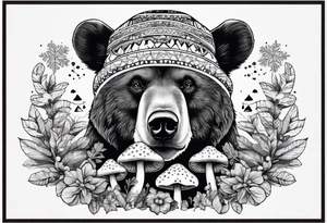 Magic mushrooms bear snowflakes tattoo idea