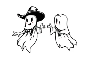 matching cowboy ghosts tattoo idea