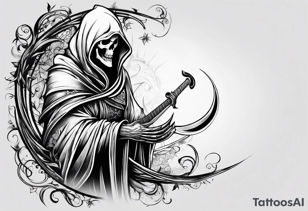 Stomach tattoo 
Reaper tattoo idea