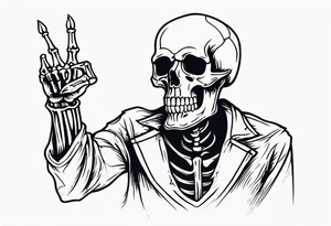 Skeleton holding up 3 fingers tattoo idea