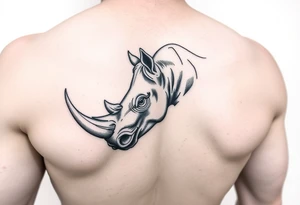 Rhino horn popping thru calf muscle tattoo idea