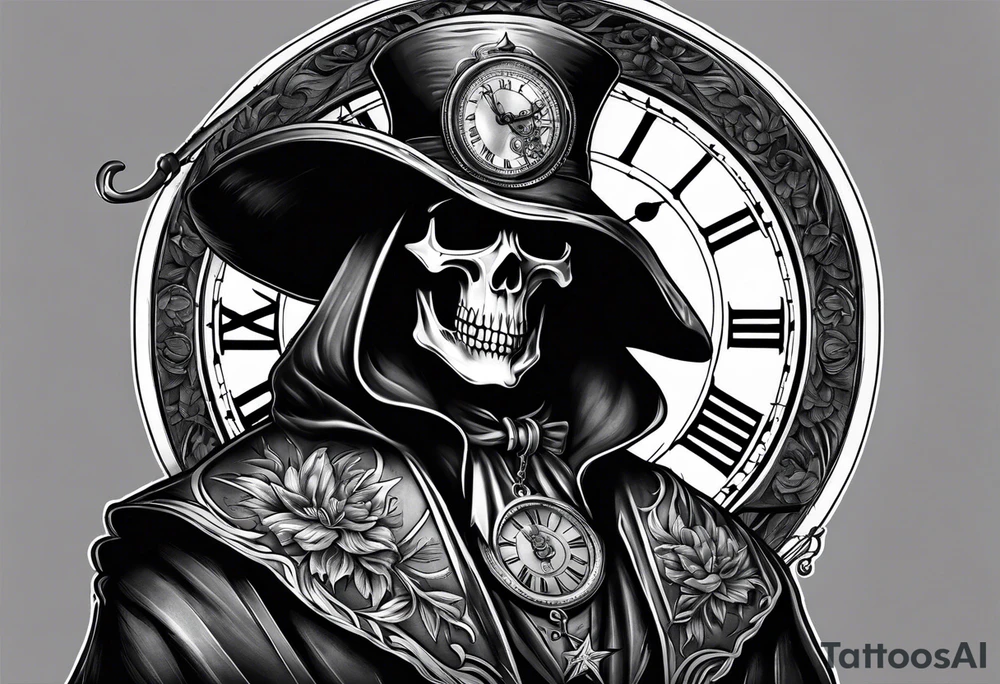 reaper with pocket watch tattoo idea