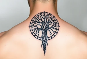 tree of life with circle of runes tattoo idea