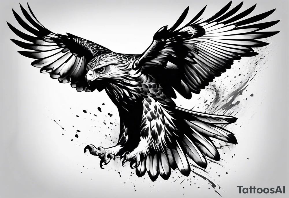 Hawk landing down tattoo idea