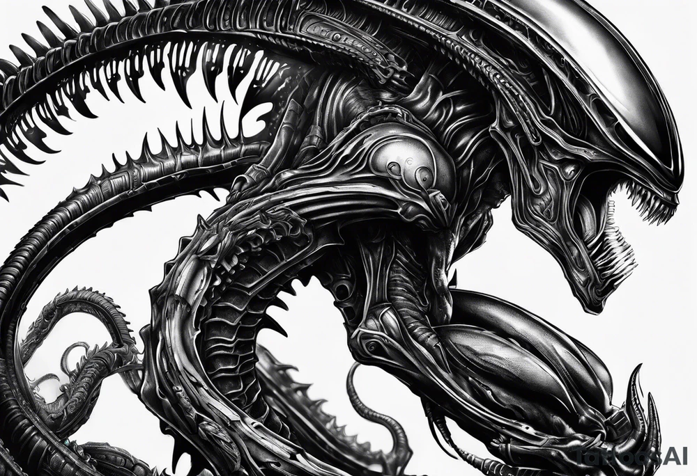 xenomorph, arm sleeve tattoo idea