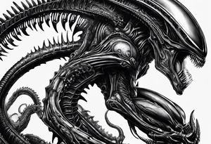 xenomorph, arm sleeve tattoo idea
