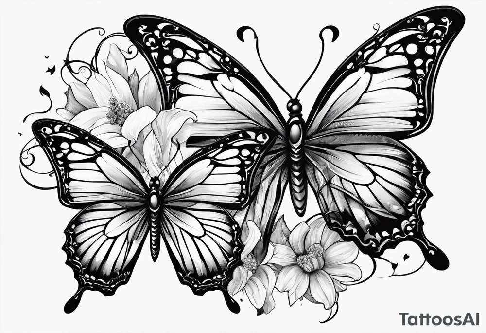 Butterflies with fire tattoo idea