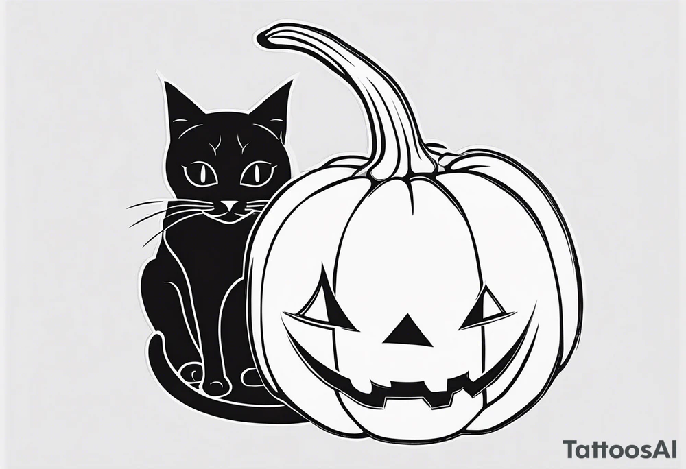 Black cat with a pumpkin tattoo idea