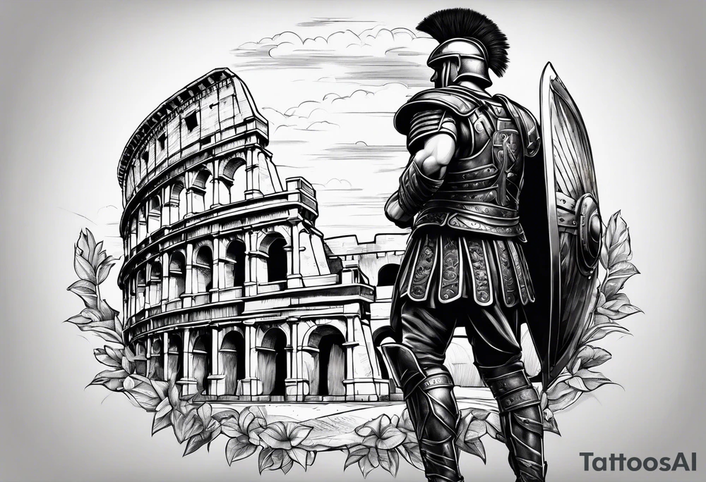 Roman soldier colosseum in background tattoo idea