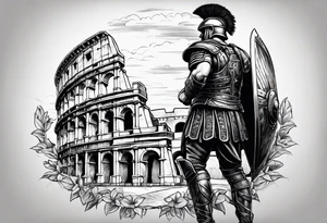 Roman soldier colosseum in background tattoo idea
