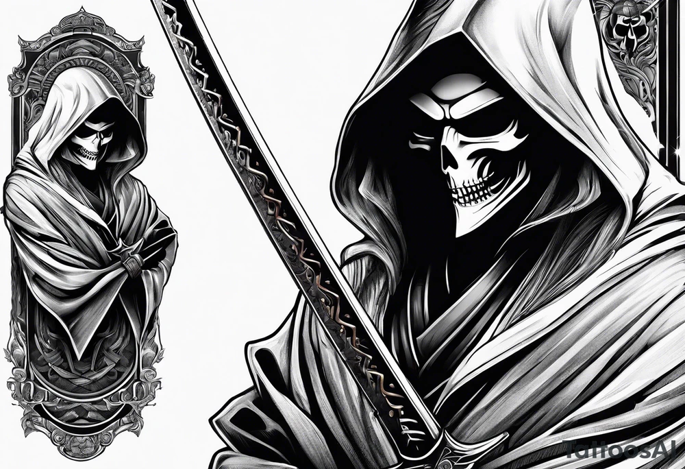 Katana and grim reaper tattoo idea