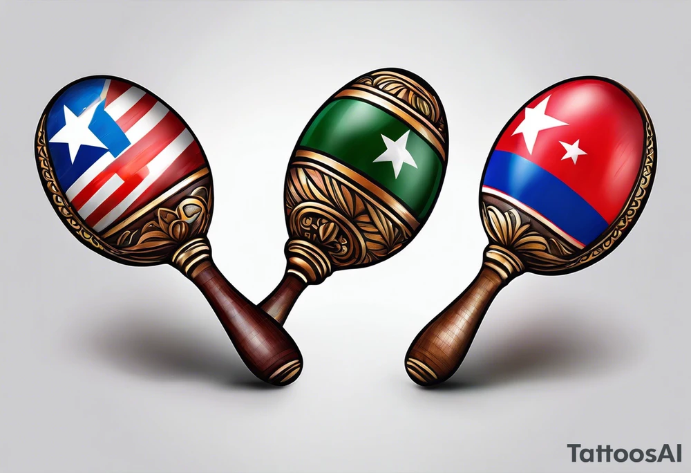 2 colorfull maracas with Cuban flag tattoo idea