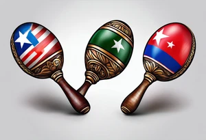 2 colorfull maracas with Cuban flag tattoo idea