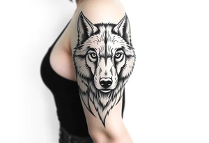 wolf head looking straight forward tattoo idea