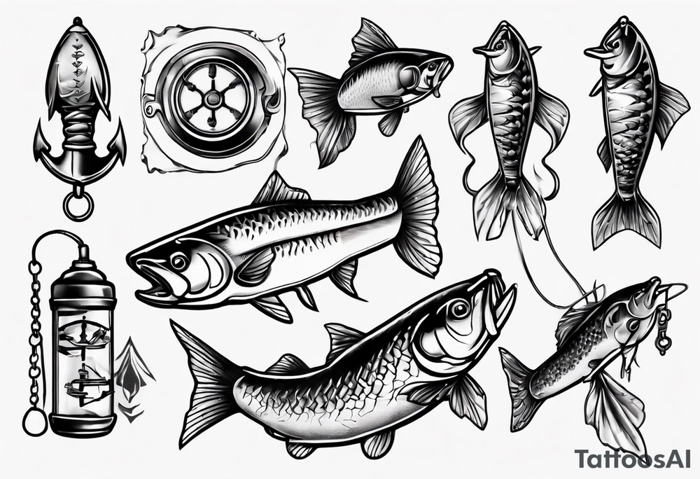 Canada fishing lure engine tattoo idea