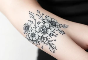 Tooled leather and florals tattoo idea