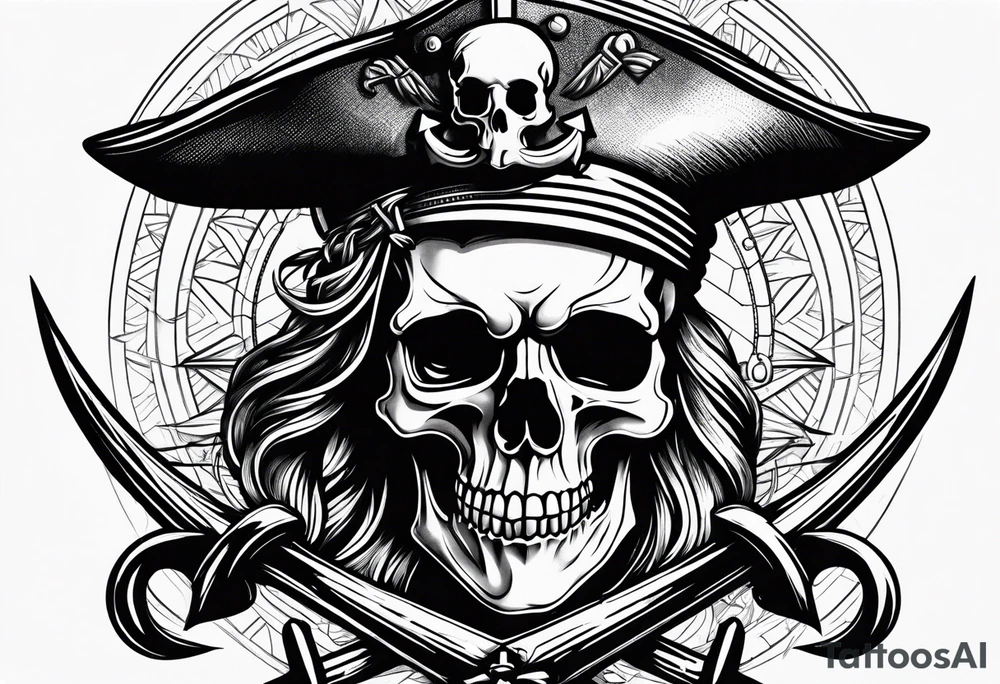 pirate skull anchor tattoo idea