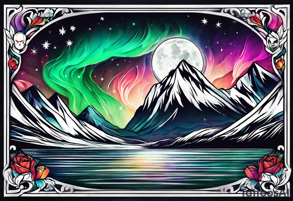 Northern lights with Pennywise tattoo idea