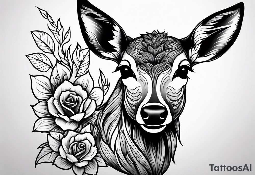 dark themed crying fawn tattoo idea