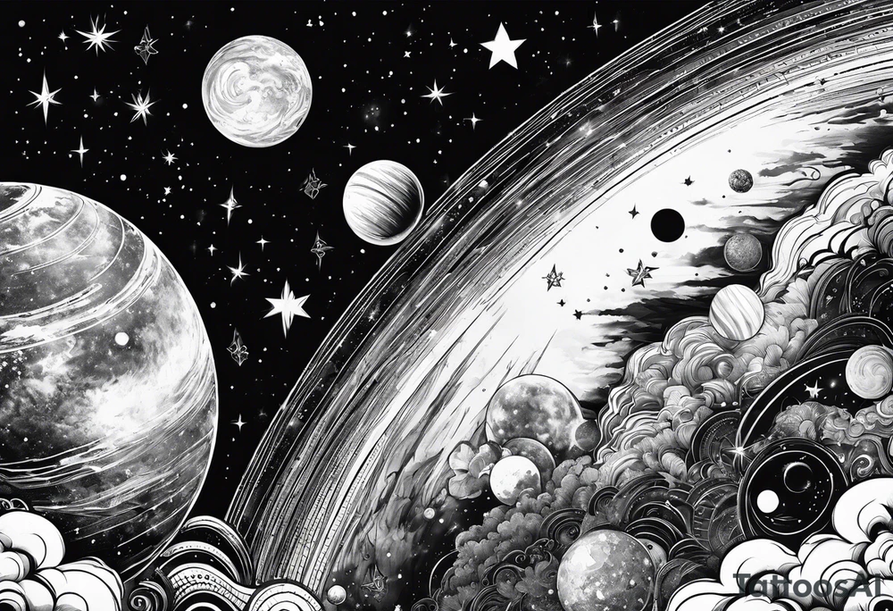 space planets stars tattoo idea