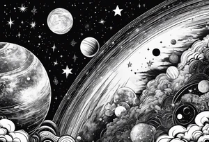 space planets stars tattoo idea