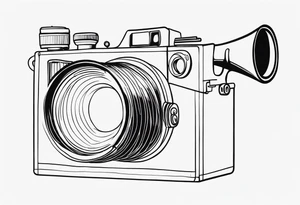 trombone and camera drawn with a single line tattoo idea