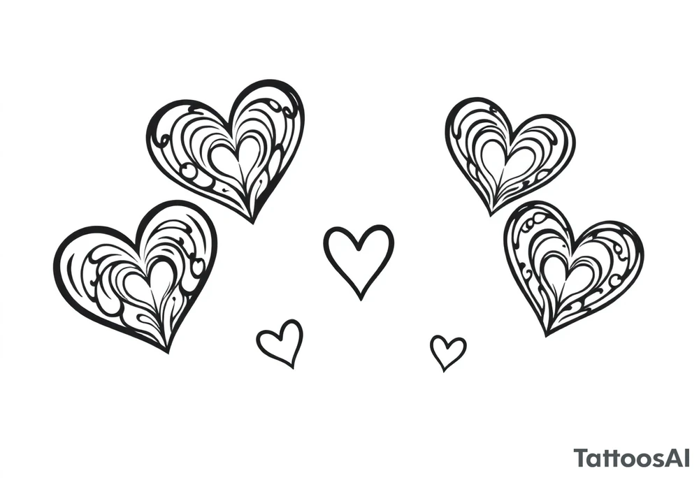 12 Cutesy hearts tattoo idea