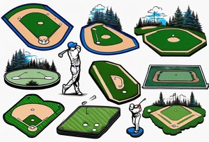 baseball diamond and golf course blueprint tattoo idea