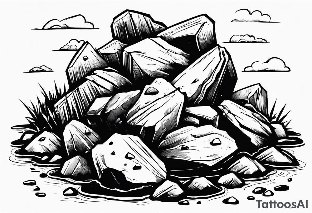 Quote “It was just a pile of rocks” with some background tattoo idea