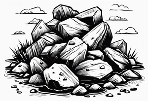 Quote “It was just a pile of rocks” with some background tattoo idea