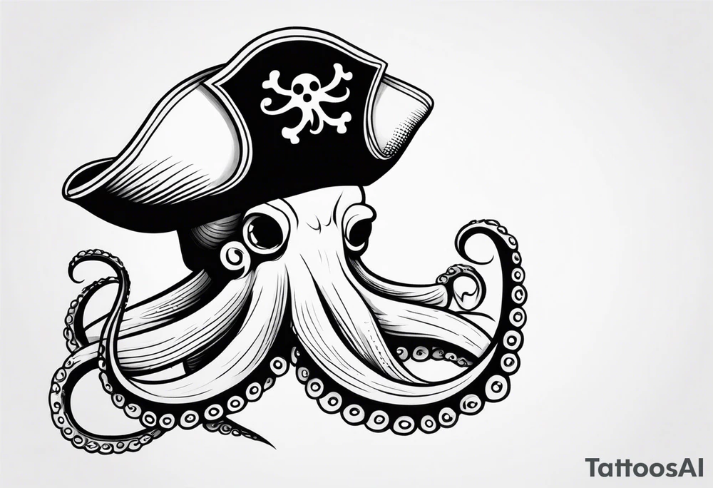 octopus wearing a pirate hat tattoo idea